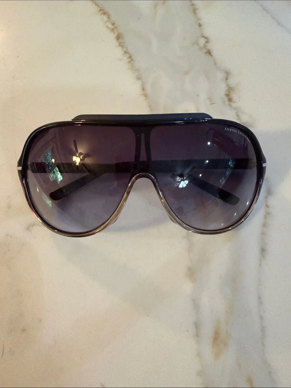 Armani Exchange Black Frame Sunglasses with Gray Gradient Lenses